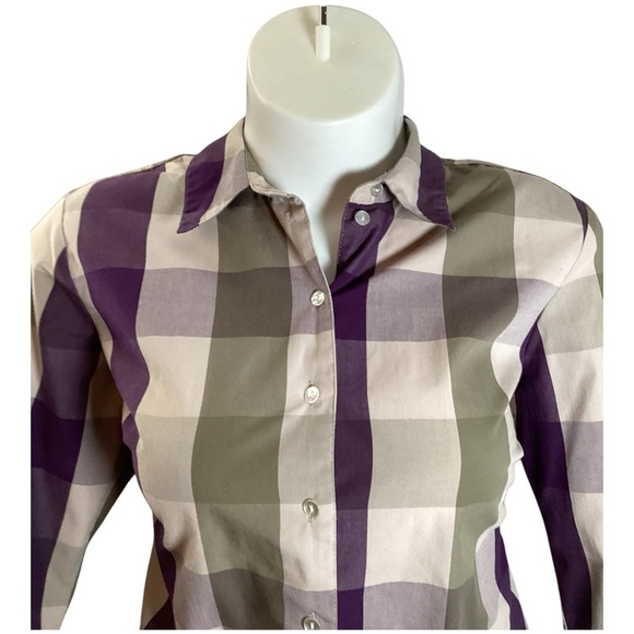 Kim Rogers Checkered Blouse in Purple and Tan, Plus Size 18 (2X) - Picture 4 of 7